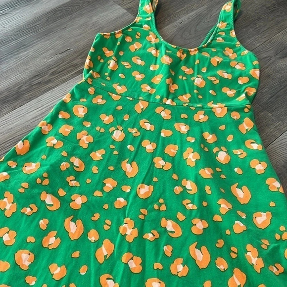 Tabitha Brown Target Dress Size S Green Orange Sleeveless Animal Print Midi - Picture 2 of 7